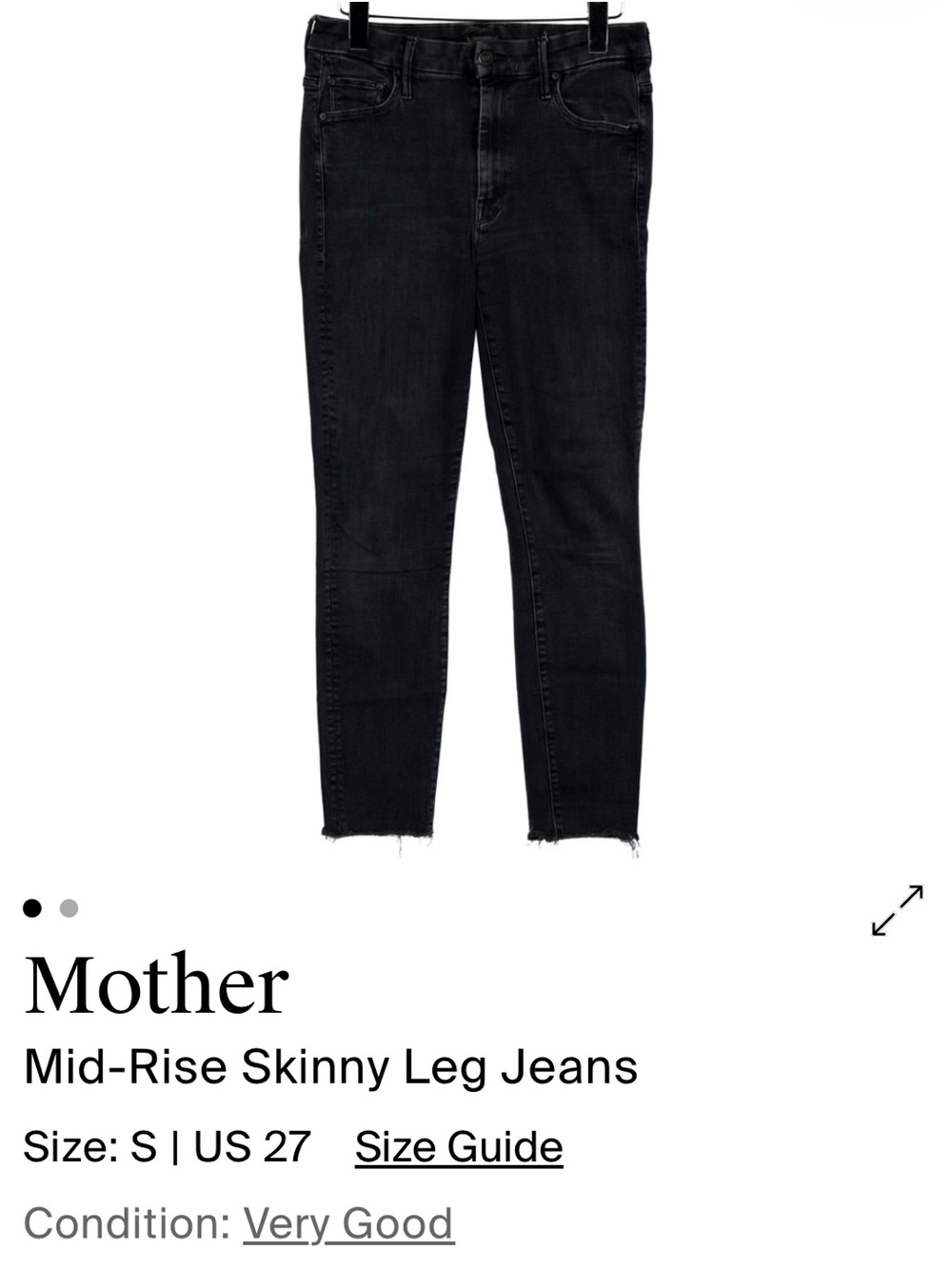 MOTHER Black Skinny Mid-Rise Jeans